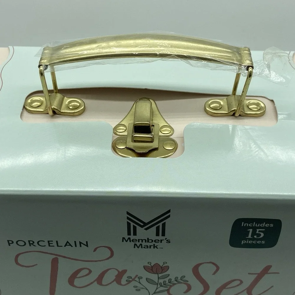 Member's Mark Porcelain Tea Set‎ 15 Pc Pastel Polka Dot Tea Party Pretend Play